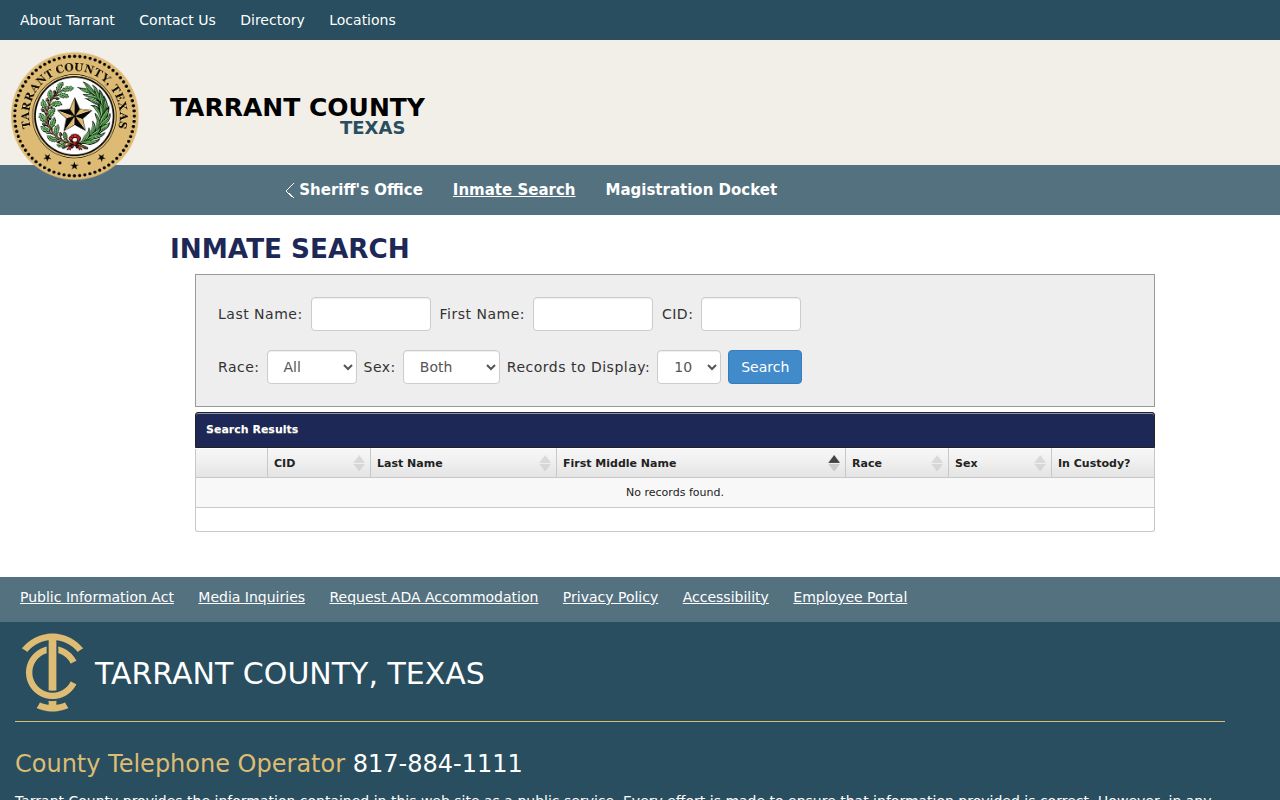 Keller residents directory Tarrant County inmate search