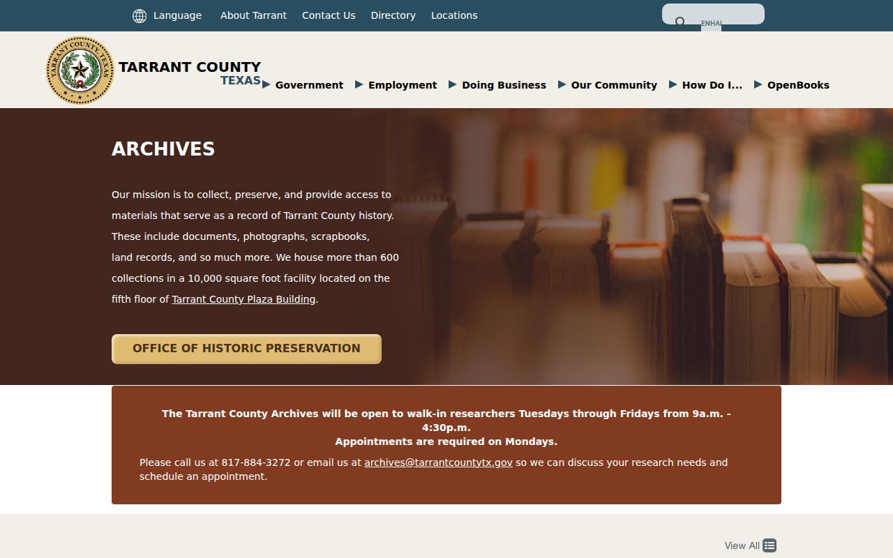 Keller neighbors Tarrant County Archives historical holdings page